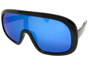 Oversized Exaggerated Modern Rerto Shield Style SUNGLASSES Large Black Frame 7290