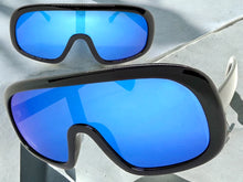 Oversized Exaggerated Modern Rerto Shield Style SUNGLASSES Large Black Frame 7290