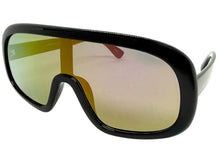 Oversized Exaggerated Modern Rerto Shield Style SUNGLASSES Large Black Frame 7290