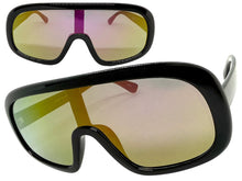 Oversized Exaggerated Modern Rerto Shield Style SUNGLASSES Large Black Frame 7290