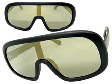 Oversized Exaggerated Modern Rerto Shield Style SUNGLASSES Large Black Frame 7290