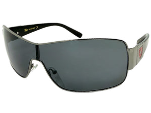 Classic Contemporary Modern Wrap Shield Style SUNGLASSES Sleek Gunmetal Frame 3396