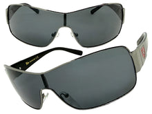Classic Contemporary Modern Wrap Shield Style SUNGLASSES Sleek Gunmetal Frame 3396