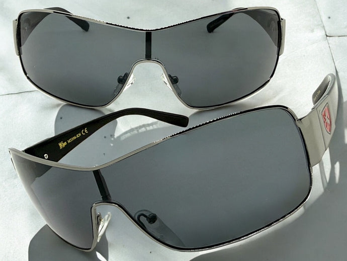 Classic Contemporary Modern Wrap Shield Style SUNGLASSES Sleek Gunmetal Frame 3396