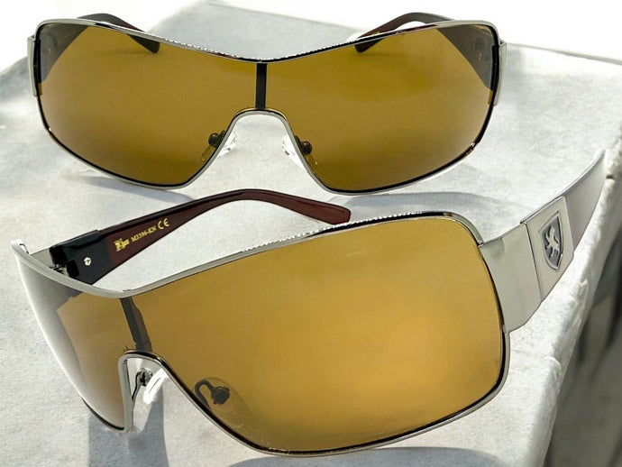 Classic Contemporary Modern Wrap Shield Style SUNGLASSES Sleek Gunmetal Frame 3396