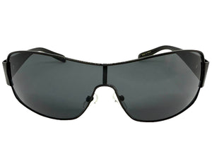 Classic Contemporary Modern Wrap Shield Style SUNGLASSES Sleek Black Frame 3396