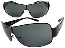 Classic Contemporary Modern Wrap Shield Style SUNGLASSES Sleek Black Frame 3396