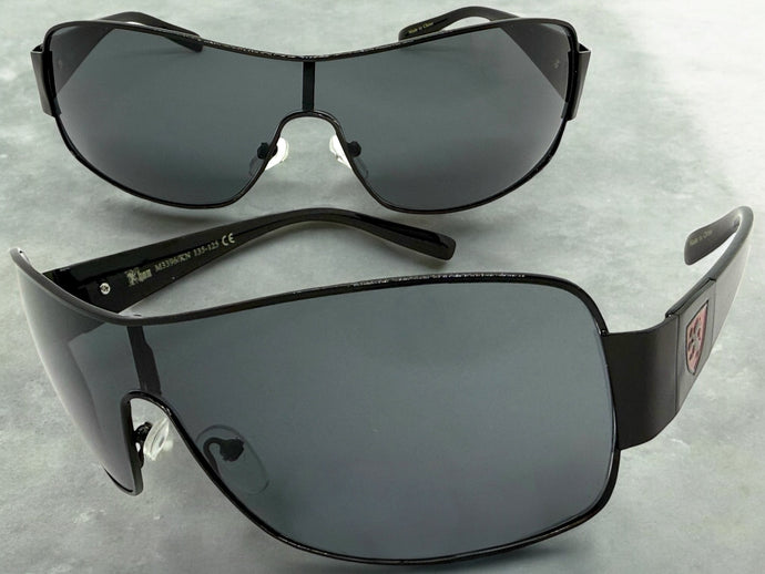 Classic Contemporary Modern Wrap Shield Style SUNGLASSES Sleek Black Frame 3396