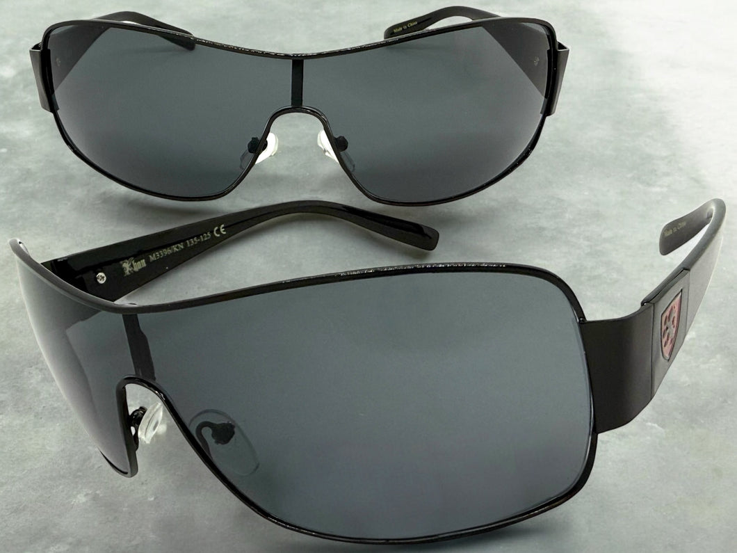 Classic Contemporary Modern Wrap Shield Style SUNGLASSES Sleek Black Frame 3396