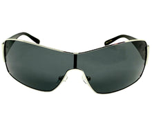 Classic Contemporary Modern Wrap Shield Style SUNGLASSES Sleek Silver Frame 3396