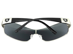 Classic Contemporary Modern Wrap Shield Style SUNGLASSES Sleek Silver Frame 3396