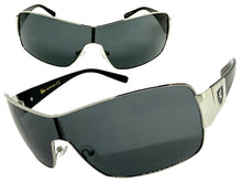 Classic Contemporary Modern Wrap Shield Style SUNGLASSES Sleek Silver Frame 3396