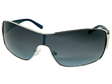 Classic Contemporary Modern Wrap Shield Style SUNGLASSES Sleek Silver Frame 3396