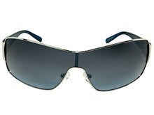 Classic Contemporary Modern Wrap Shield Style SUNGLASSES Sleek Silver Frame 3396