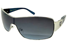 Classic Contemporary Modern Wrap Shield Style SUNGLASSES Sleek Silver Frame 3396