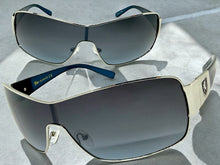 Classic Contemporary Modern Wrap Shield Style SUNGLASSES Sleek Silver Frame 3396