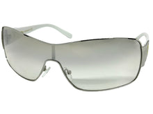 Classic Contemporary Modern Wrap Shield Style SUNGLASSES Sleek Silver Frame 3396