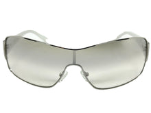 Classic Contemporary Modern Wrap Shield Style SUNGLASSES Sleek Silver Frame 3396