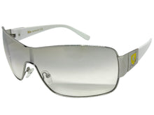 Classic Contemporary Modern Wrap Shield Style SUNGLASSES Sleek Silver Frame 3396