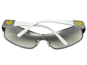 Classic Contemporary Modern Wrap Shield Style SUNGLASSES Sleek Silver Frame 3396