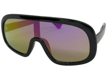 Oversized Exaggerated Modern Rerto Shield Style SUNGLASSES Large Black Frame 7290