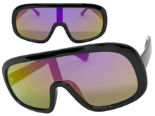 Oversized Exaggerated Modern Rerto Shield Style SUNGLASSES Large Black Frame 7290