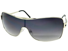 Classic Contemporary Modern Wrap Shield Style SUNGLASSES Sleek Silver Frame 3728