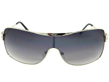 Classic Contemporary Modern Wrap Shield Style SUNGLASSES Sleek Silver Frame 3728