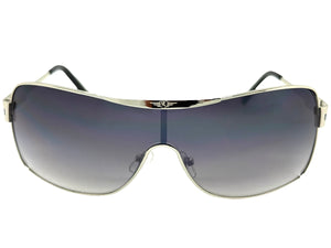 Classic Contemporary Modern Wrap Shield Style SUNGLASSES Sleek Silver Frame 3728