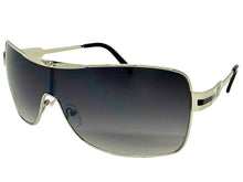 Classic Contemporary Modern Wrap Shield Style SUNGLASSES Sleek Silver Frame 3728