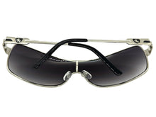 Classic Contemporary Modern Wrap Shield Style SUNGLASSES Sleek Silver Frame 3728