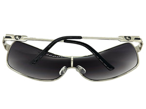 Classic Contemporary Modern Wrap Shield Style SUNGLASSES Sleek Silver Frame 3728