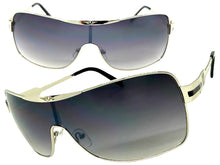 Classic Contemporary Modern Wrap Shield Style SUNGLASSES Sleek Silver Frame 3728