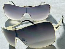 Classic Contemporary Modern Wrap Shield Style SUNGLASSES Sleek Silver Frame 3728