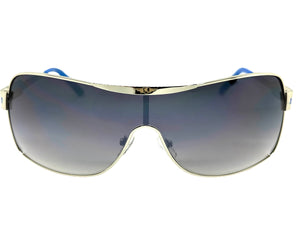 Classic Contemporary Modern Wrap Shield Style SUNGLASSES Sleek Silver Frame 3728