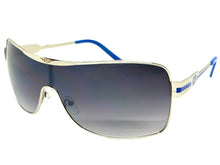 Classic Contemporary Modern Wrap Shield Style SUNGLASSES Sleek Silver Frame 3728