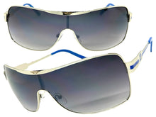 Classic Contemporary Modern Wrap Shield Style SUNGLASSES Sleek Silver Frame 3728
