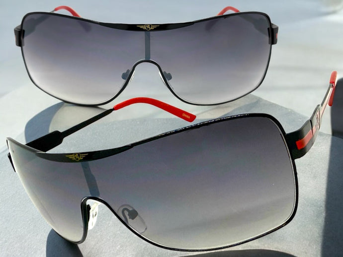 Classic Contemporary Modern Wrap Shield Style SUNGLASSES Sleek Black Frame 3728
