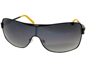Classic Contemporary Modern Wrap Shield Style SUNGLASSES Sleek Black Frame 3728