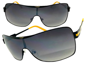 Classic Contemporary Modern Wrap Shield Style SUNGLASSES Sleek Black Frame 3728