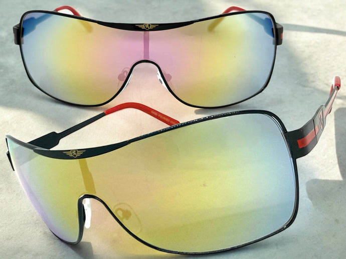 Classic Contemporary Modern Wrap Shield Style SUNGLASSES Sleek Black Frame 3728