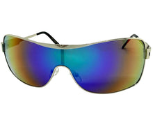 Classic Contemporary Modern Wrap Shield Style SUNGLASSES Sleek Silver Frame 3728