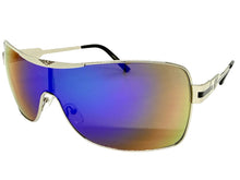 Classic Contemporary Modern Wrap Shield Style SUNGLASSES Sleek Silver Frame 3728