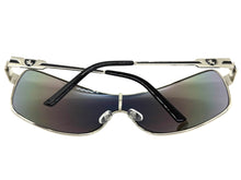 Classic Contemporary Modern Wrap Shield Style SUNGLASSES Sleek Silver Frame 3728