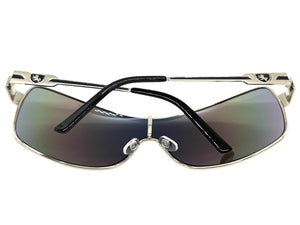 Classic Contemporary Modern Wrap Shield Style SUNGLASSES Sleek Silver Frame 3728