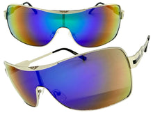 Classic Contemporary Modern Wrap Shield Style SUNGLASSES Sleek Silver Frame 3728