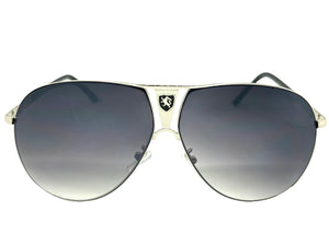 Classic Contemporary Modern Wrap Shield Style SUNGLASSES Sleek Silver Frame 1086