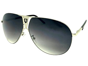 Classic Contemporary Modern Wrap Shield Style SUNGLASSES Sleek Silver Frame 1086