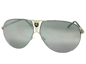 Classic Contemporary Modern Wrap Shield Style SUNGLASSES Sleek Silver Frame 1086