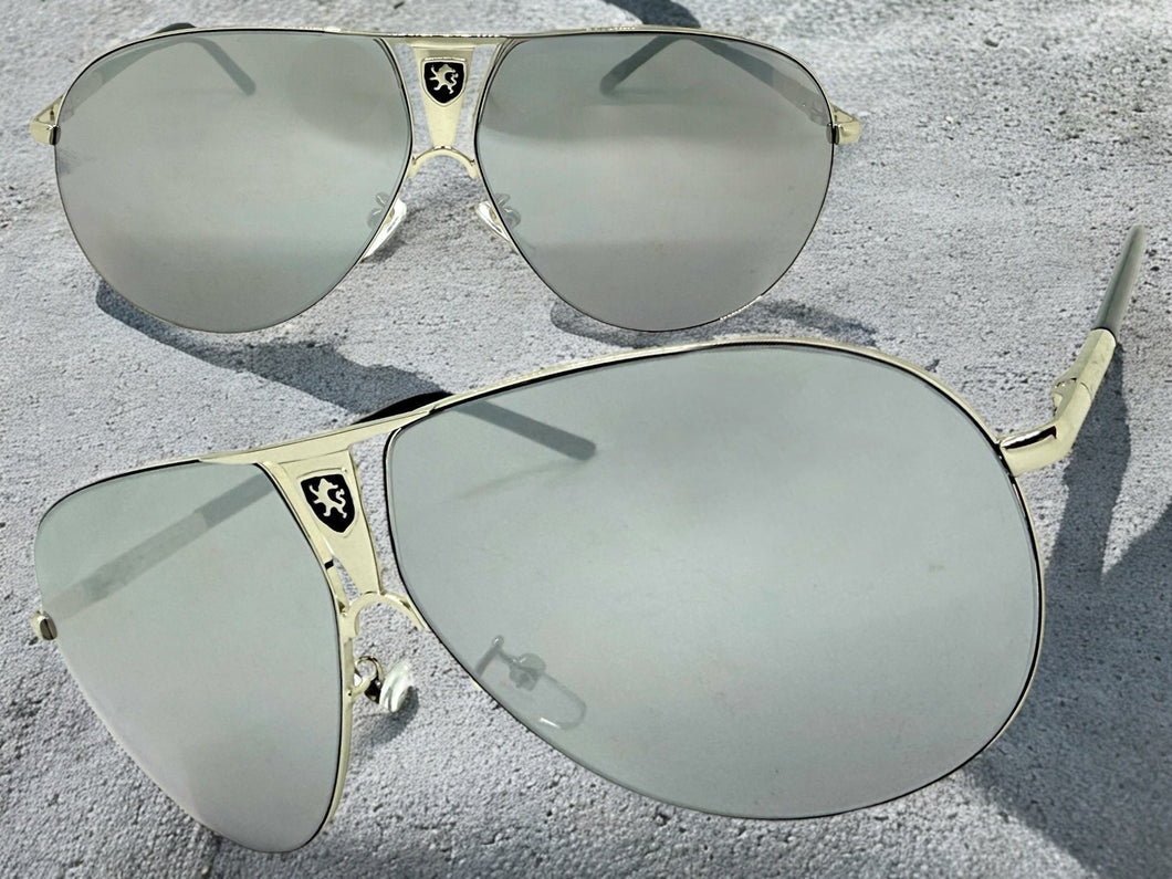 Classic Contemporary Modern Wrap Shield Style SUNGLASSES Sleek Silver Frame 1086